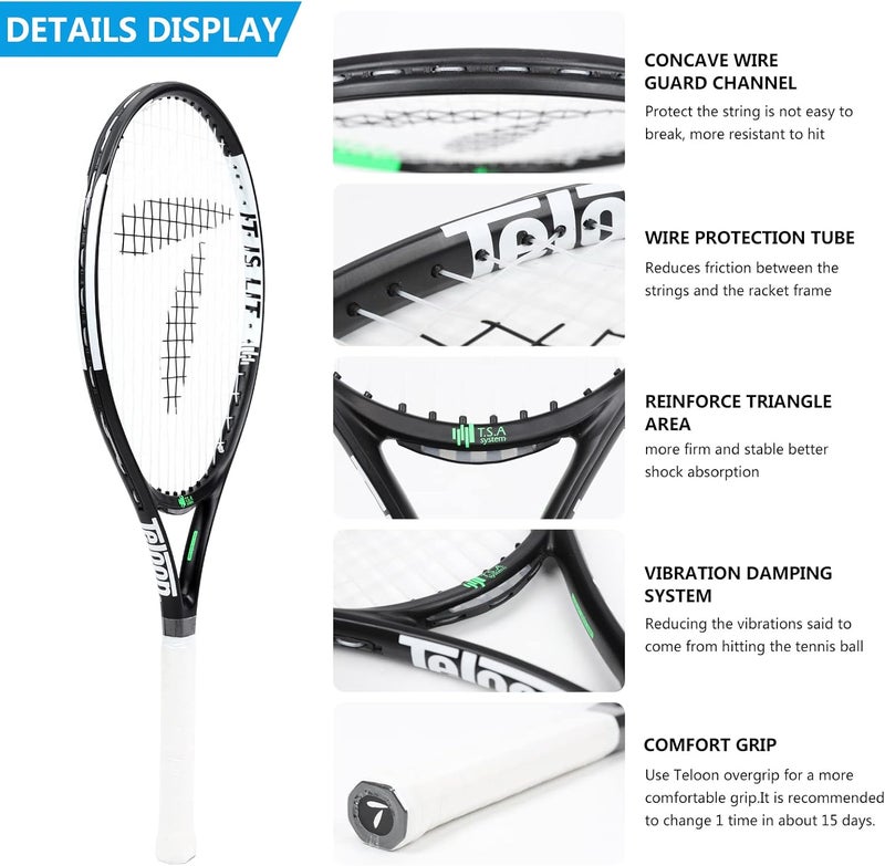 Teloon Kids Tennis Racket, 19"-25" Inch Youth Tennis Racquet with Cover, Junior Tennis Racquet for Kids Children Boys Girls Age 3-12. - Image 3